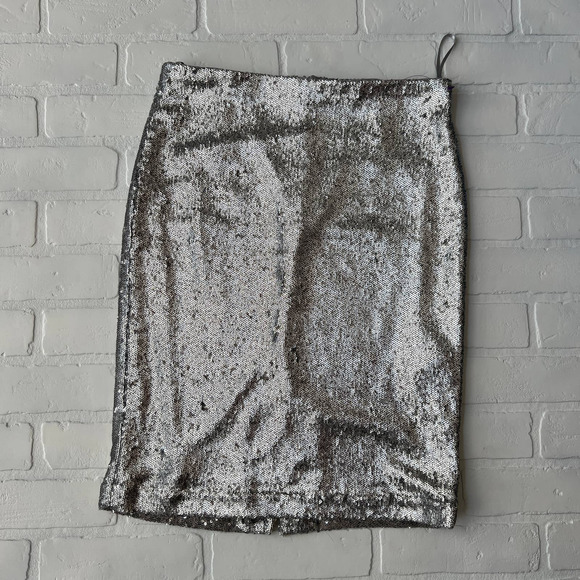 White House Black Market Women's Sliver Sequin Stretch Pencil Skirt- sz 4 - Picture 1 of 5